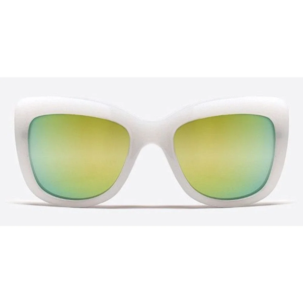 Cat Eye Sunglasses White Frame Yellow Mirror Lens Fashion Sun Glasses Lentes New